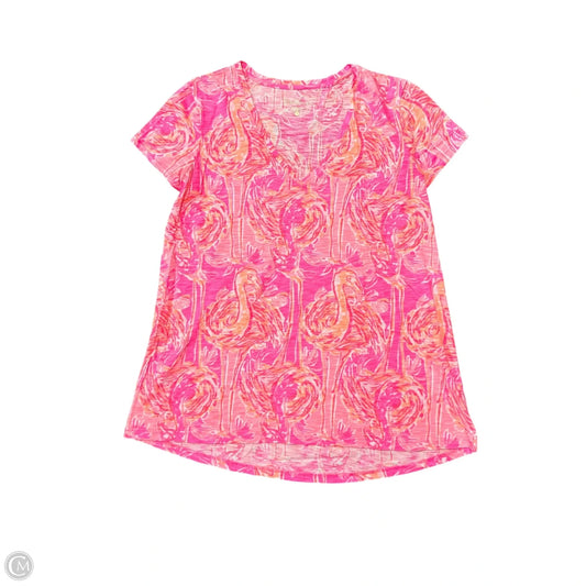 Top Short Sleeve Designer By Lilly Pulitzer In Orange & Pink, Size: S