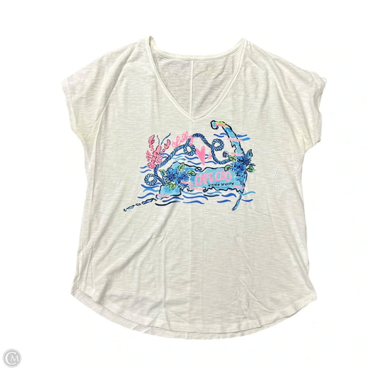 Top Short Sleeve Designer By Lilly Pulitzer In White, Size: S