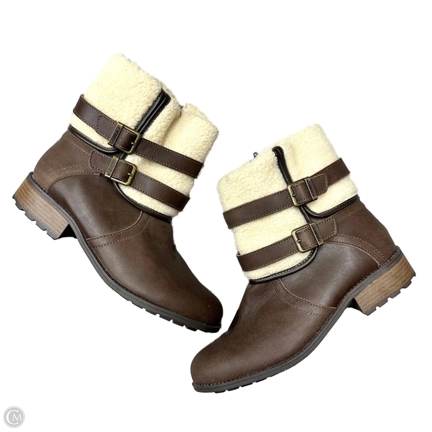 Boots Ankle Heels By Khombu In Brown & Cream, Size: 11