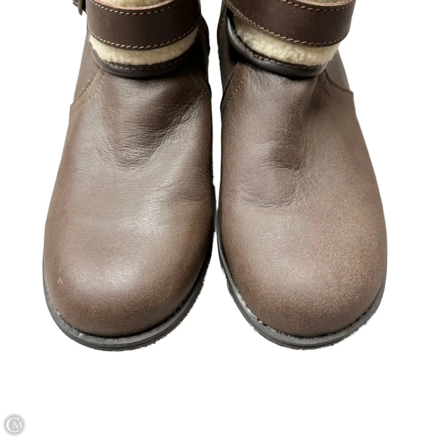 Boots Ankle Heels By Khombu In Brown & Cream, Size: 11