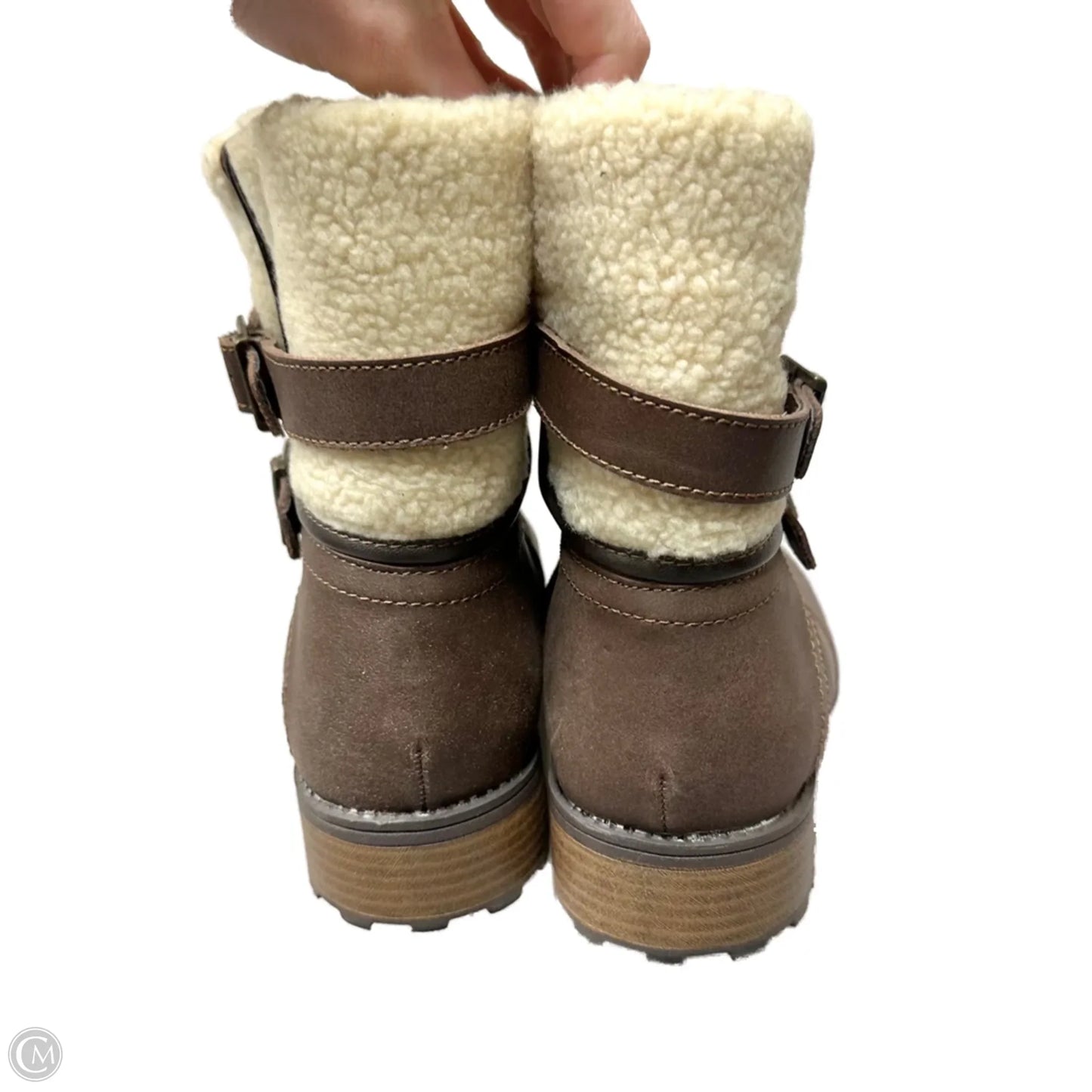 Boots Ankle Heels By Khombu In Brown & Cream, Size: 11