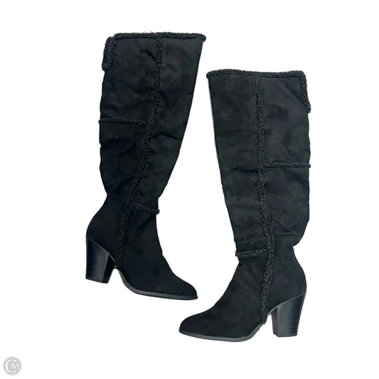 Boots Knee Heels In Black, Size: 11