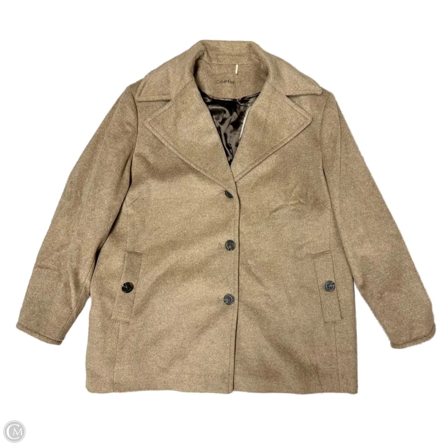 Coat Wool By Calvin Klein In Tan, Size: 3x