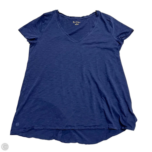 Top Short Sleeve Designer By Lilly Pulitzer In Navy, Size: M