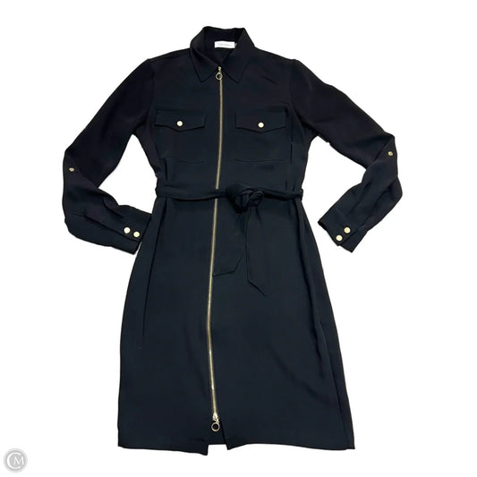 Dress Casual Midi By Calvin Klein In Black & Gold, Size: 4