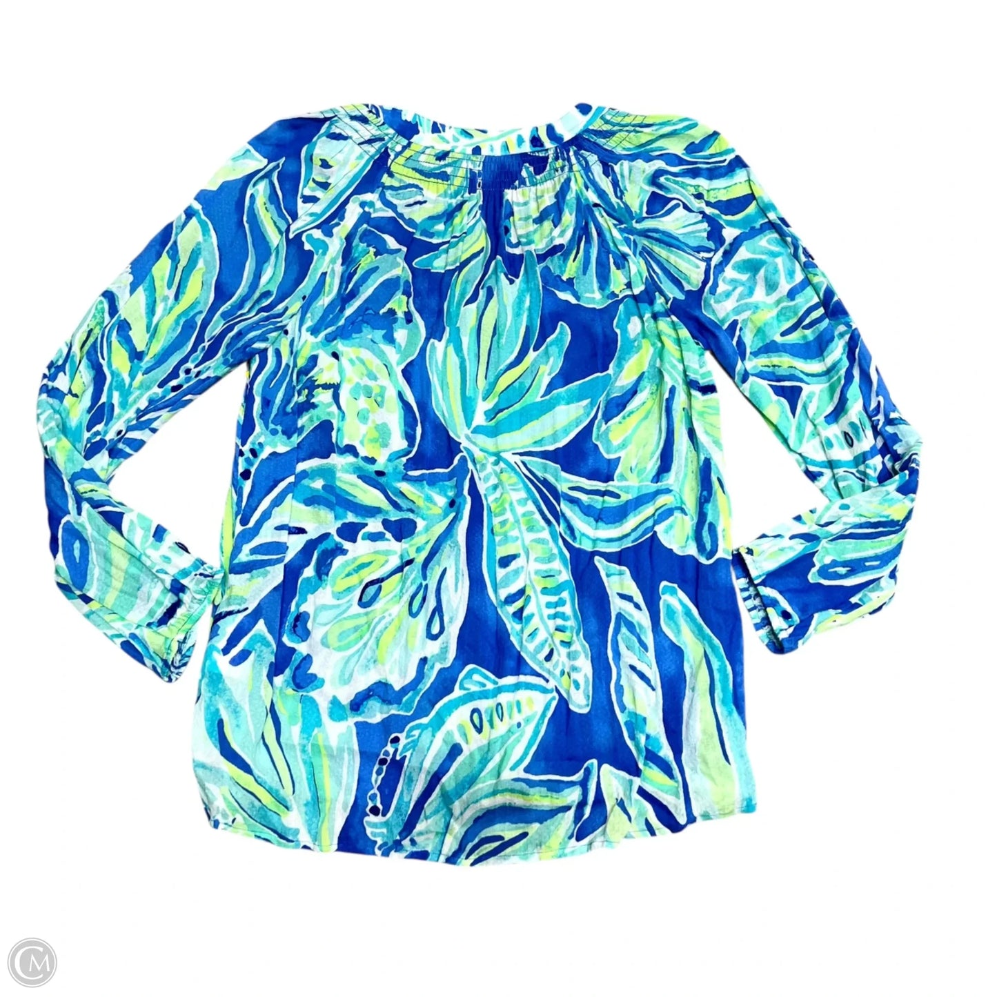 Top Long Sleeve Designer By Lilly Pulitzer In Blue & Green, Size: M