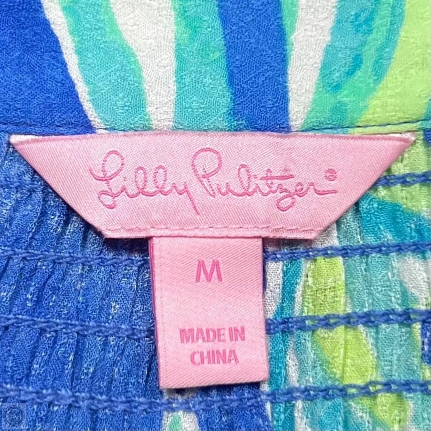 Top Long Sleeve Designer By Lilly Pulitzer In Blue & Green, Size: M