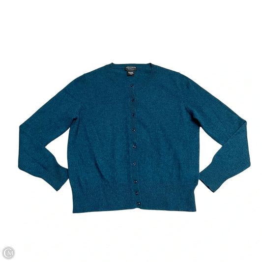 Sweater Cardigan Cashmere By Lord And Taylor In Teal, Size: Xl