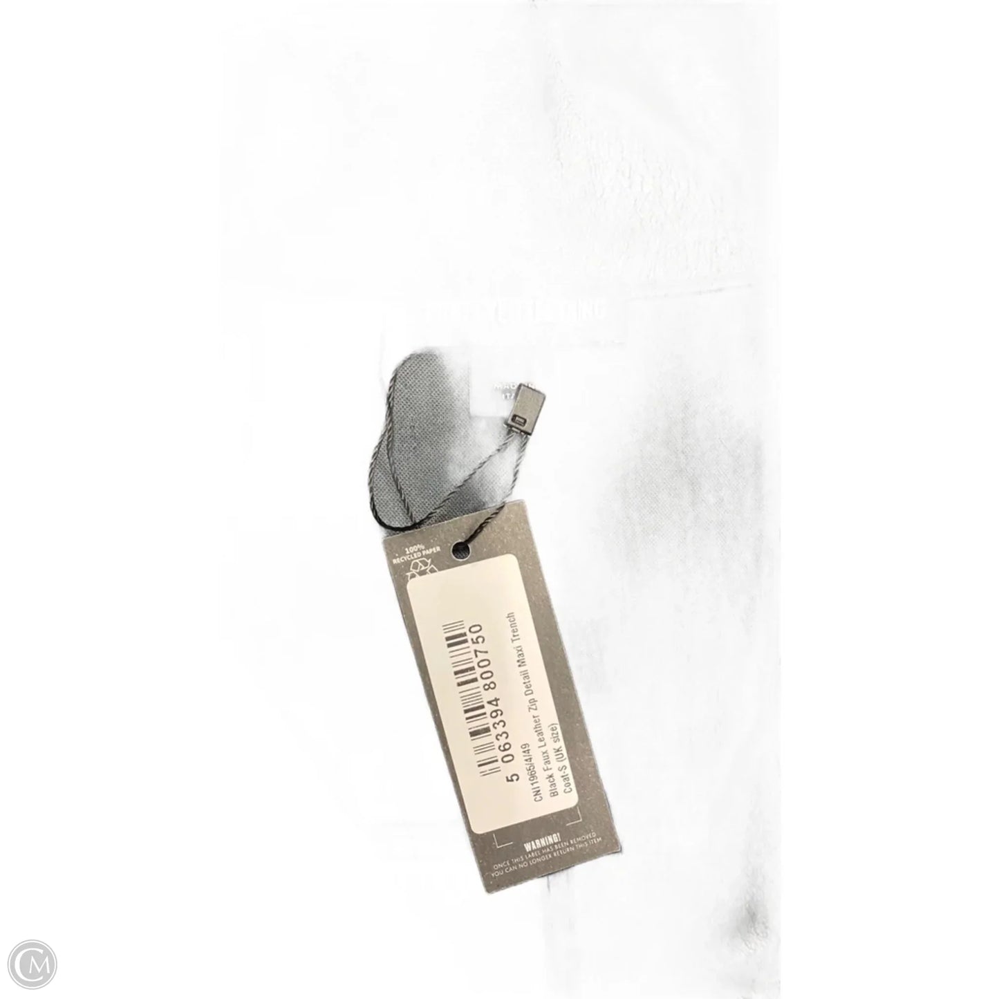 Coat Trench Coat By Pretty Little Thing In Black & Silver, Size: S