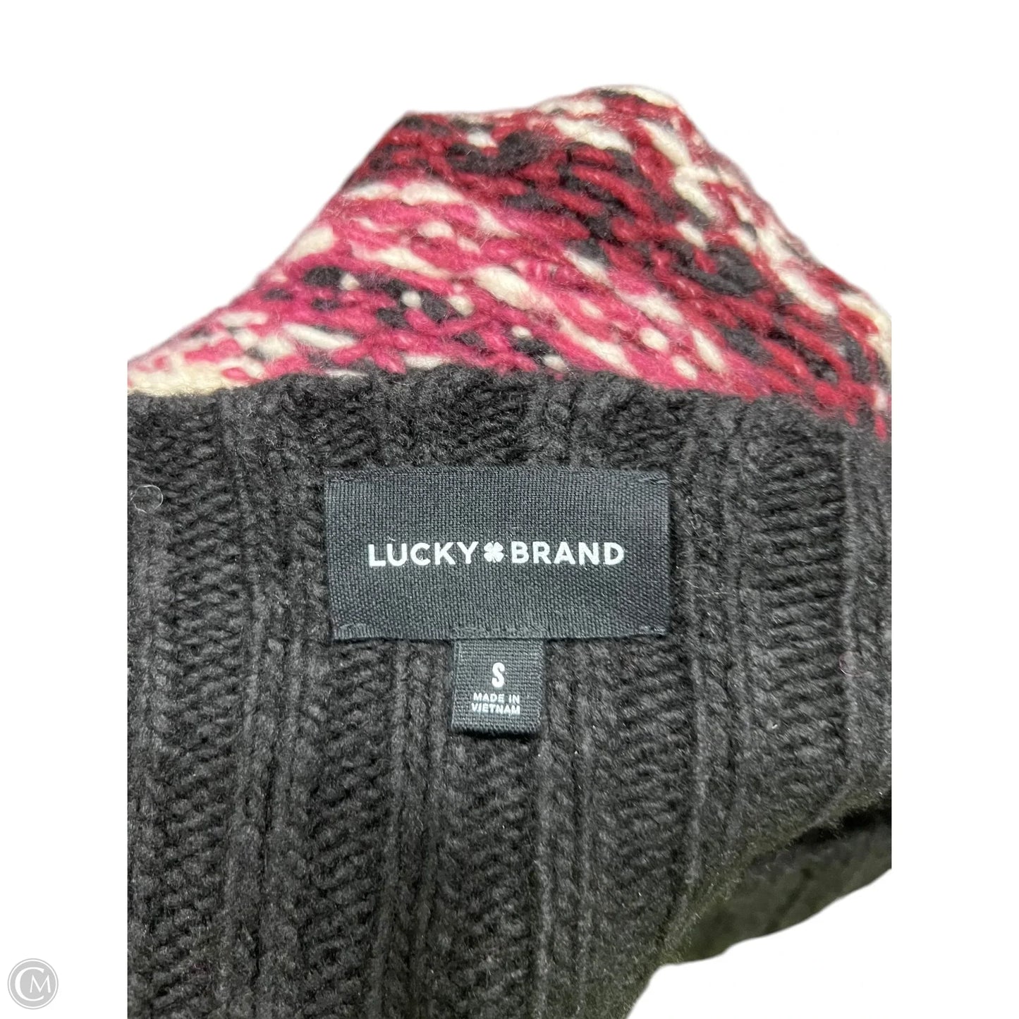 Sweater By Lucky Brand In Black & Pink, Size: S