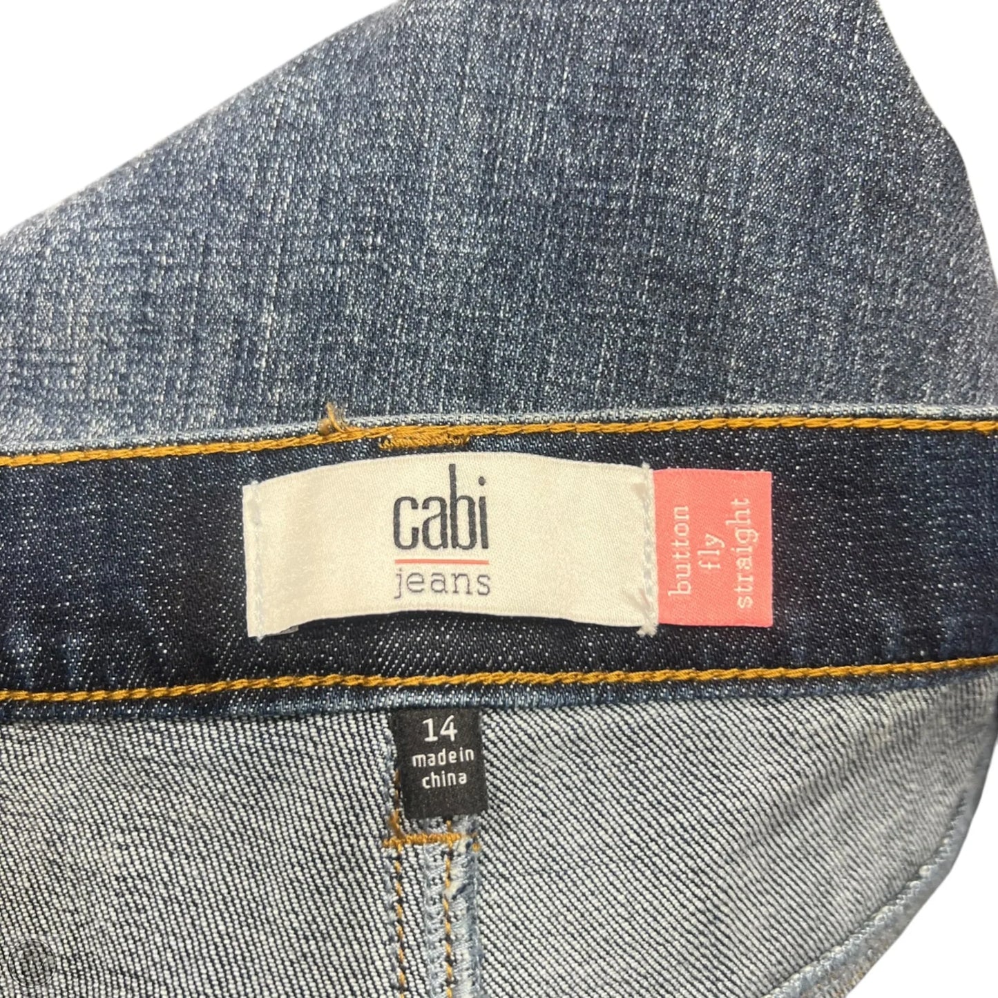 Jeans Straight By Cabi In Blue Denim, Size: 14