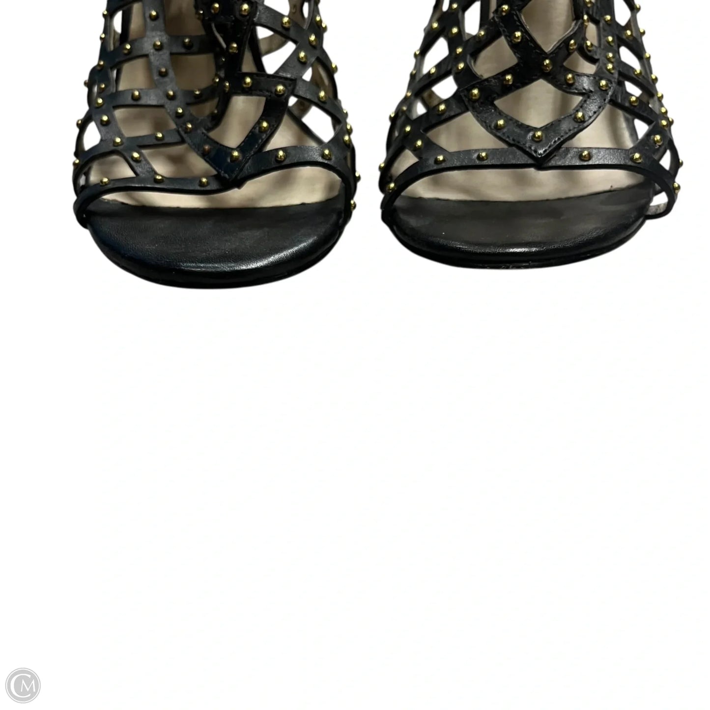 Sandals Heels Stiletto By Michael By Michael Kors In Black & Gold, Size: 9