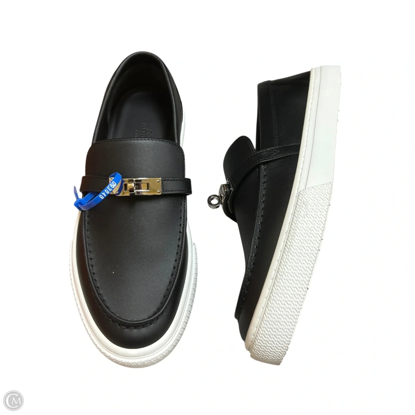 Shoes Luxury Designer By Hermes In Black & White, Size: 9