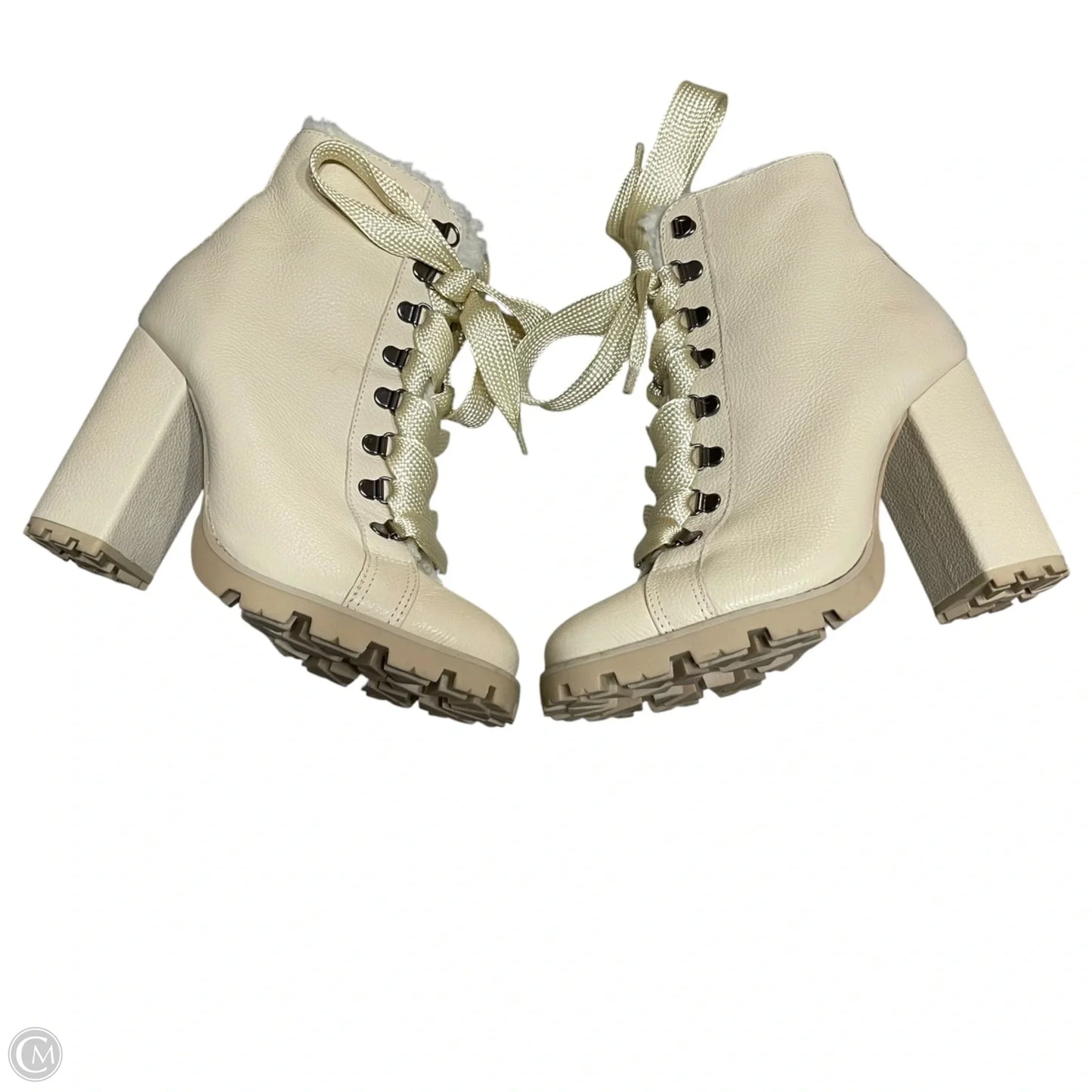 Boots Ankle Heels By Schutz In Cream, Size: 8