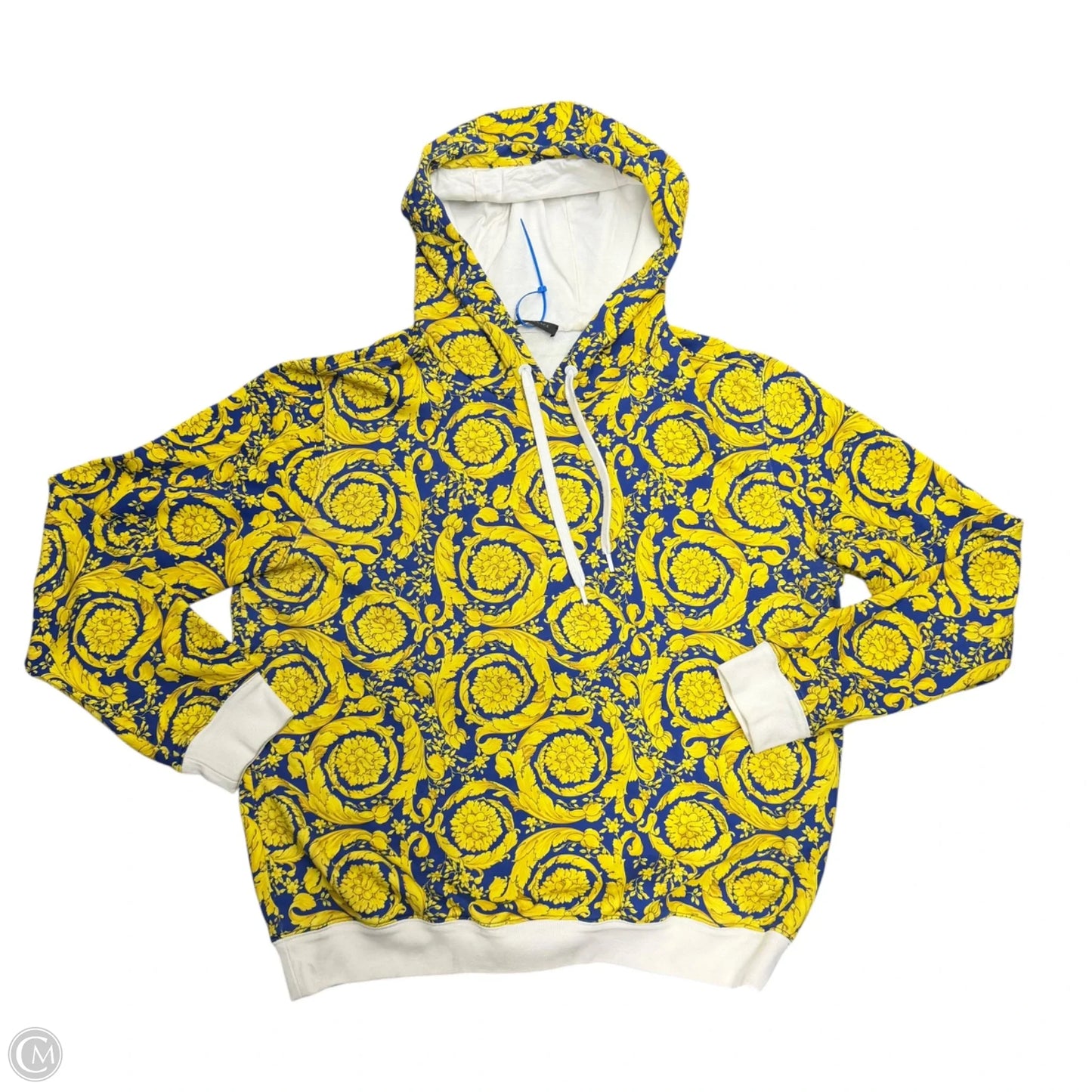 Sweatshirt Luxury Designer By Versace In Blue & Yellow, Size: 2x