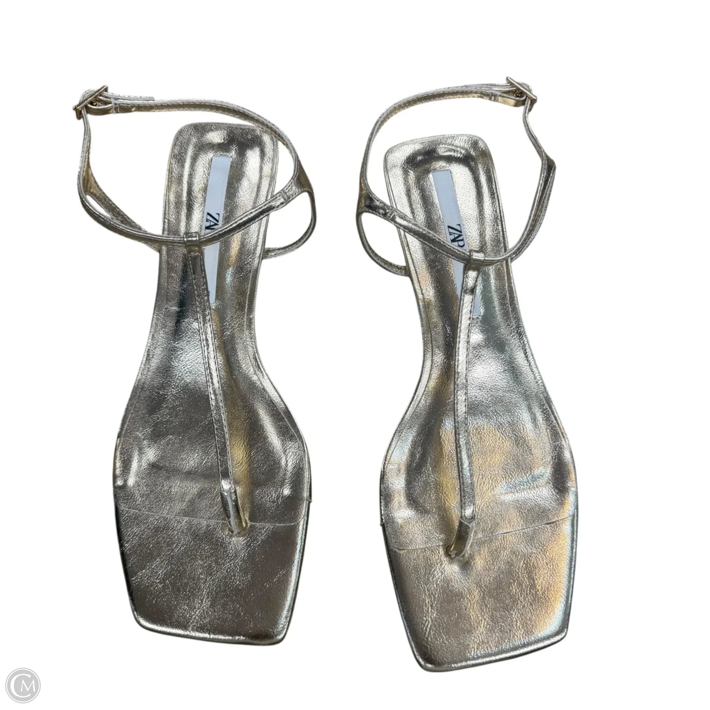 Sandals Heels Kitten By Zara In Gold, Size: 7.5
