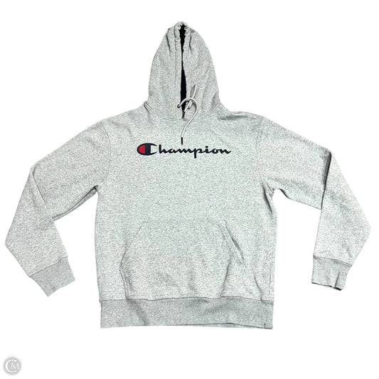 Athletic Sweatshirt Hoodie By Champion In Grey, Size: M