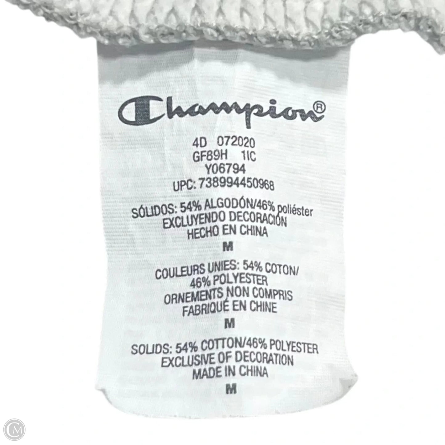 Athletic Sweatshirt Hoodie By Champion In Grey, Size: M