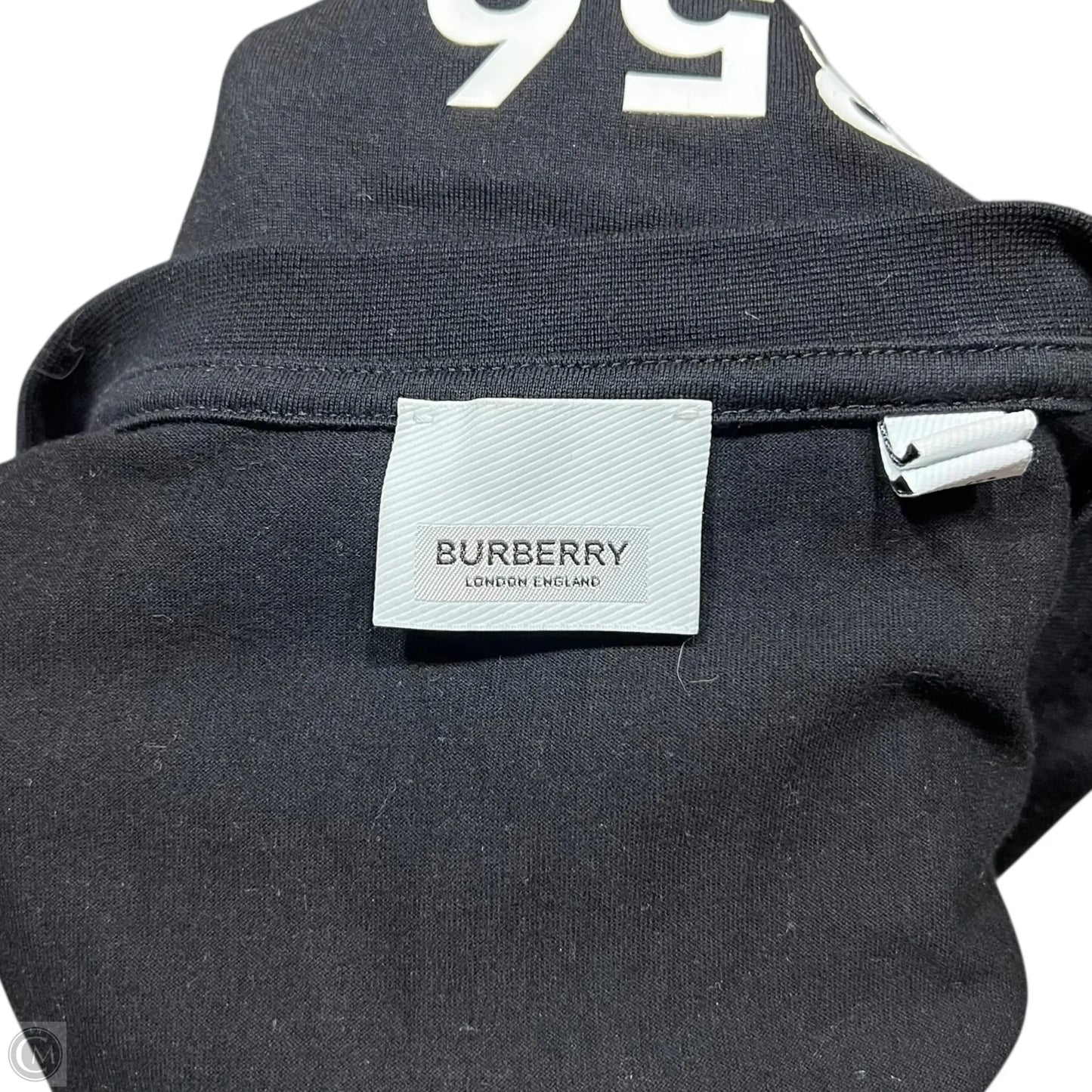 Top Short Sleeve Luxury Designer By Burberry In Black & White, Size: Xxs
