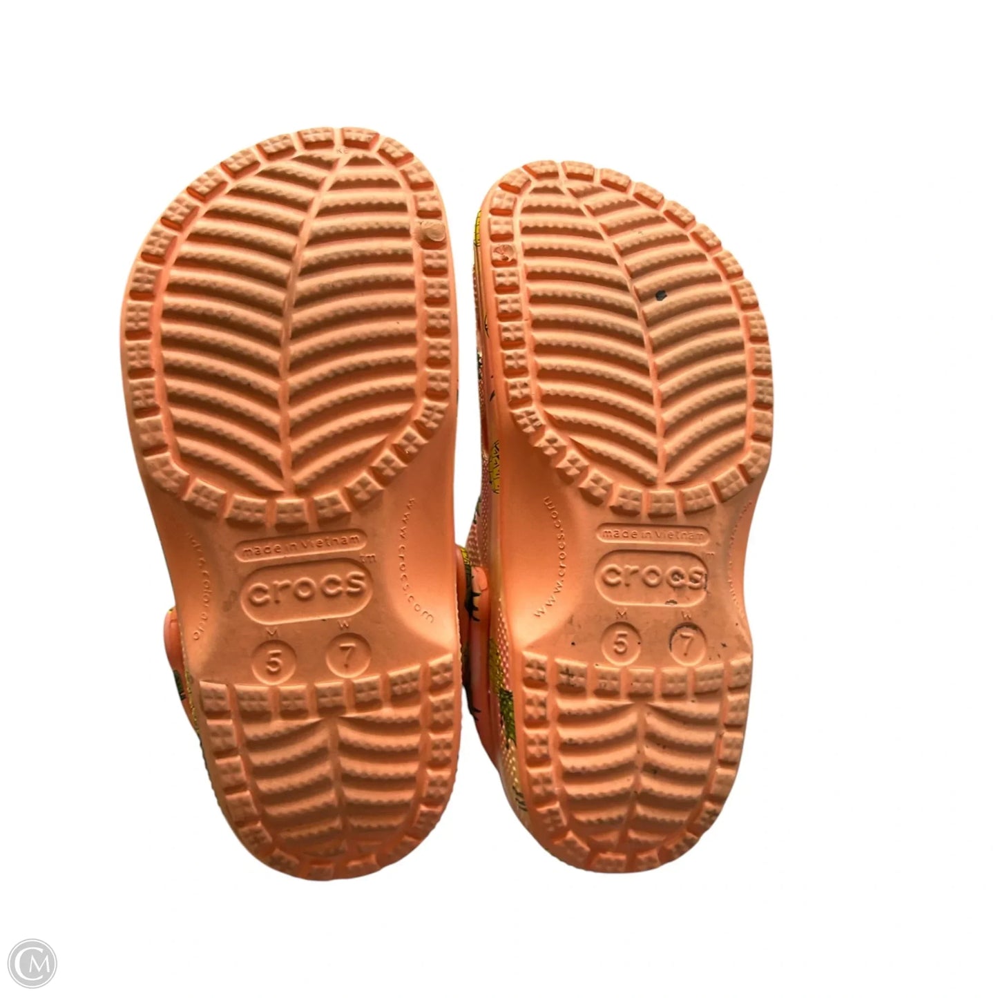 Shoes Flats By Crocs In Orange & Yellow, Size: 7