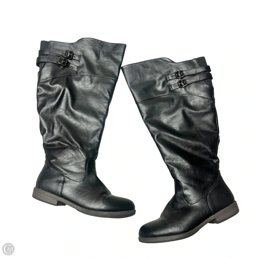 Boots Mid-calf Heels In Black, Size: 9.5