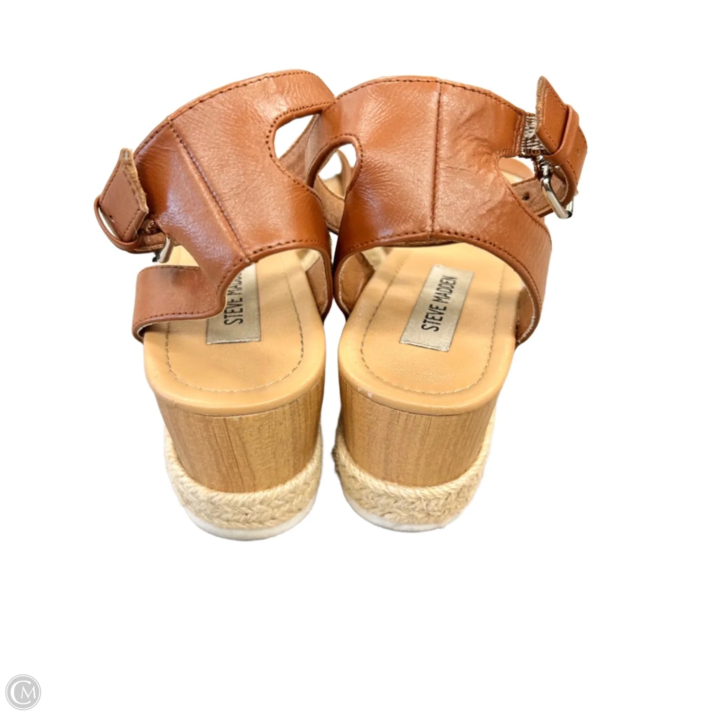 Sandals Heels Wedge By Steve Madden In Brown & Cream, Size: 8.5
