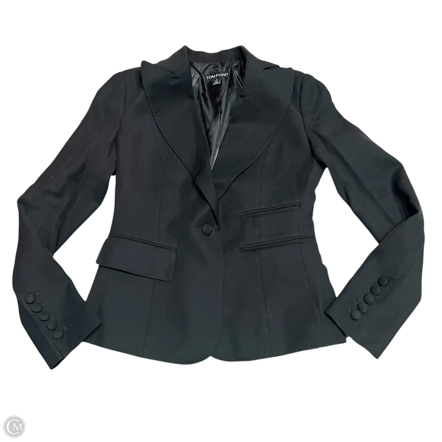 Blazer Luxury Designer By Tom Ford In Black, Size: 6
