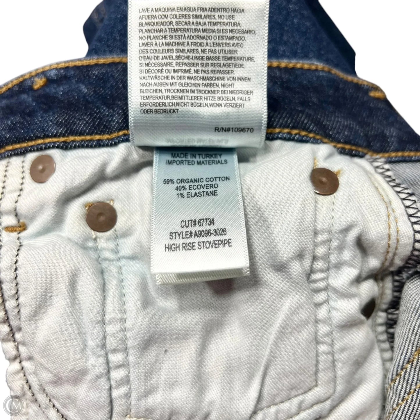 Jeans Straight By Agolde In Blue Denim, Size: 4