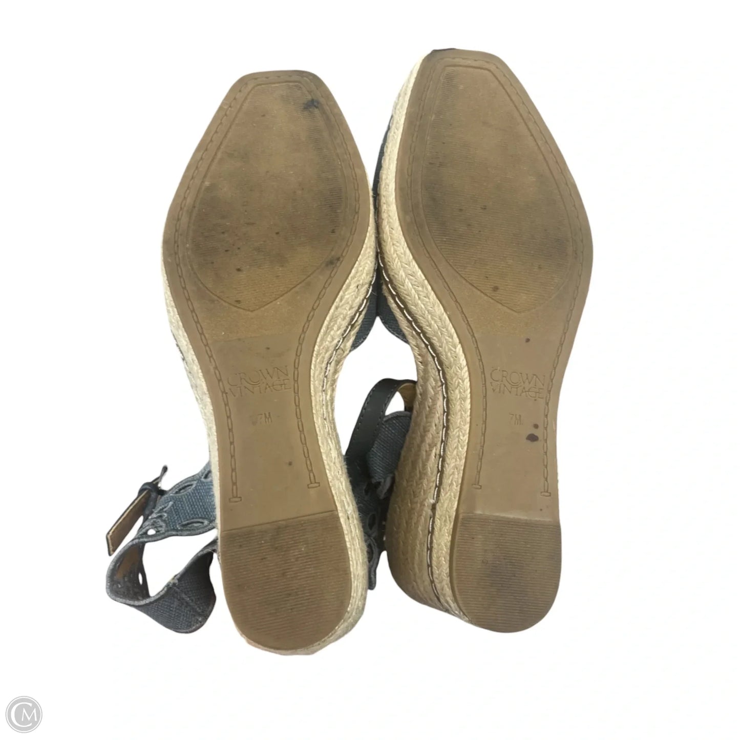 Shoes Heels Wedge By Crown Vintage In Blue Denim, Size: 7