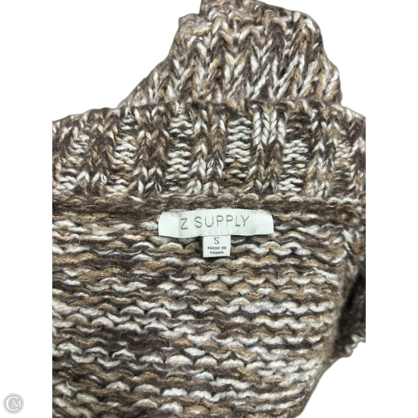 Sweater By Z Supply In Brown & Cream, Size: S