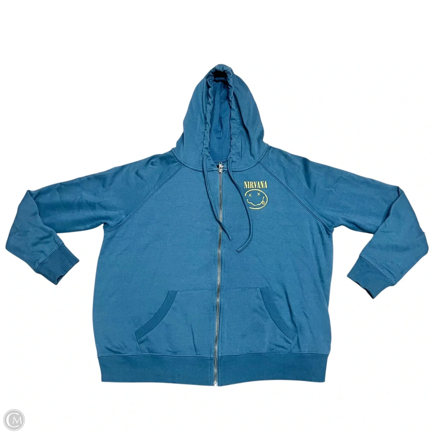 Sweatshirt Hoodie By Nirvana In Blue & Yellow, Size: S