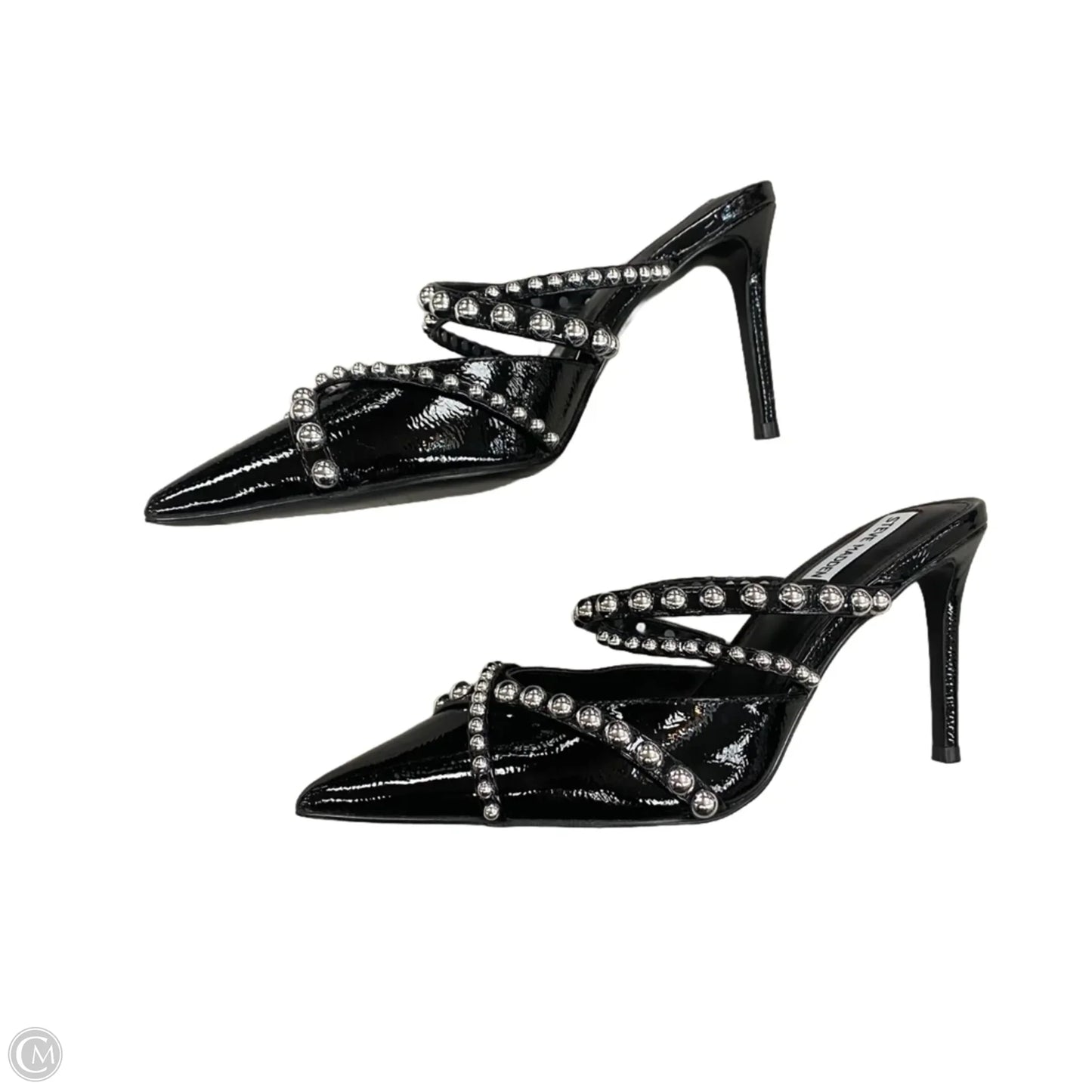 Shoes Heels Stiletto By Steve Madden In Black & Silver, Size: 9.5