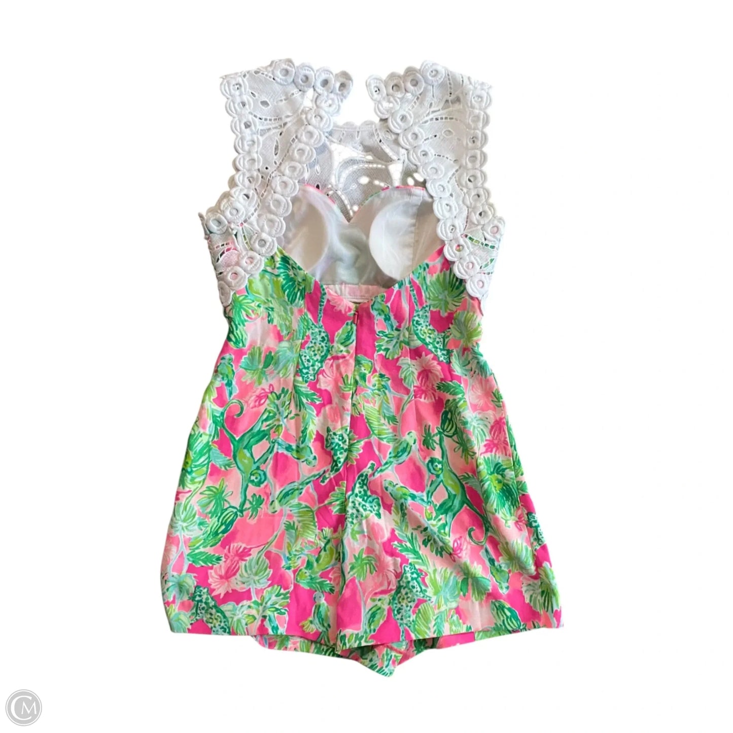 Romper Designer By Lilly Pulitzer In Green & Pink, Size: Xs