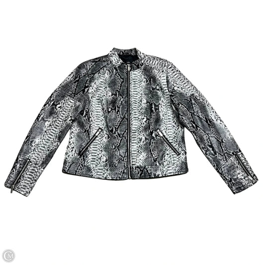 Jacket Moto By Baccini In Snakeskin Print, Size: L
