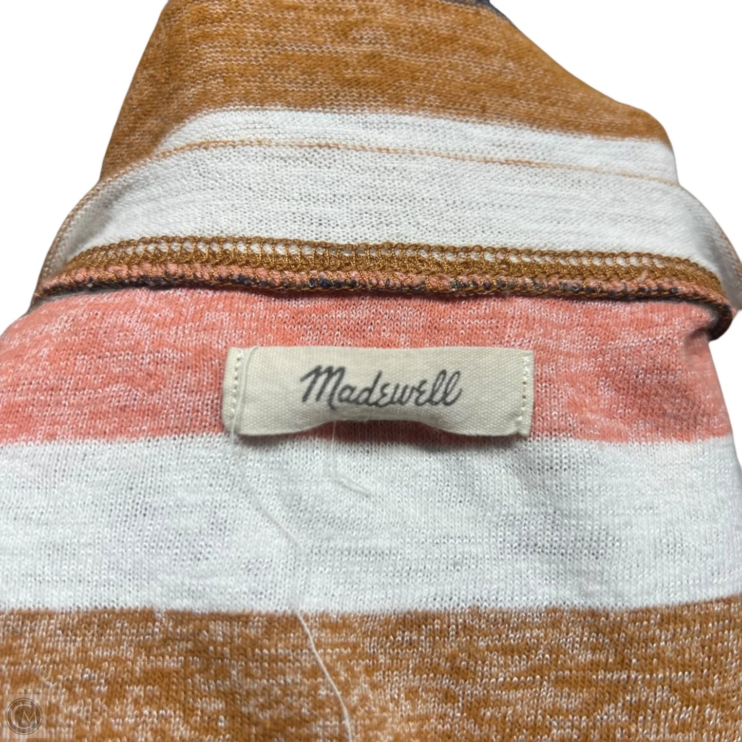 Top Short Sleeve By Madewell In Brown & White, Size: S