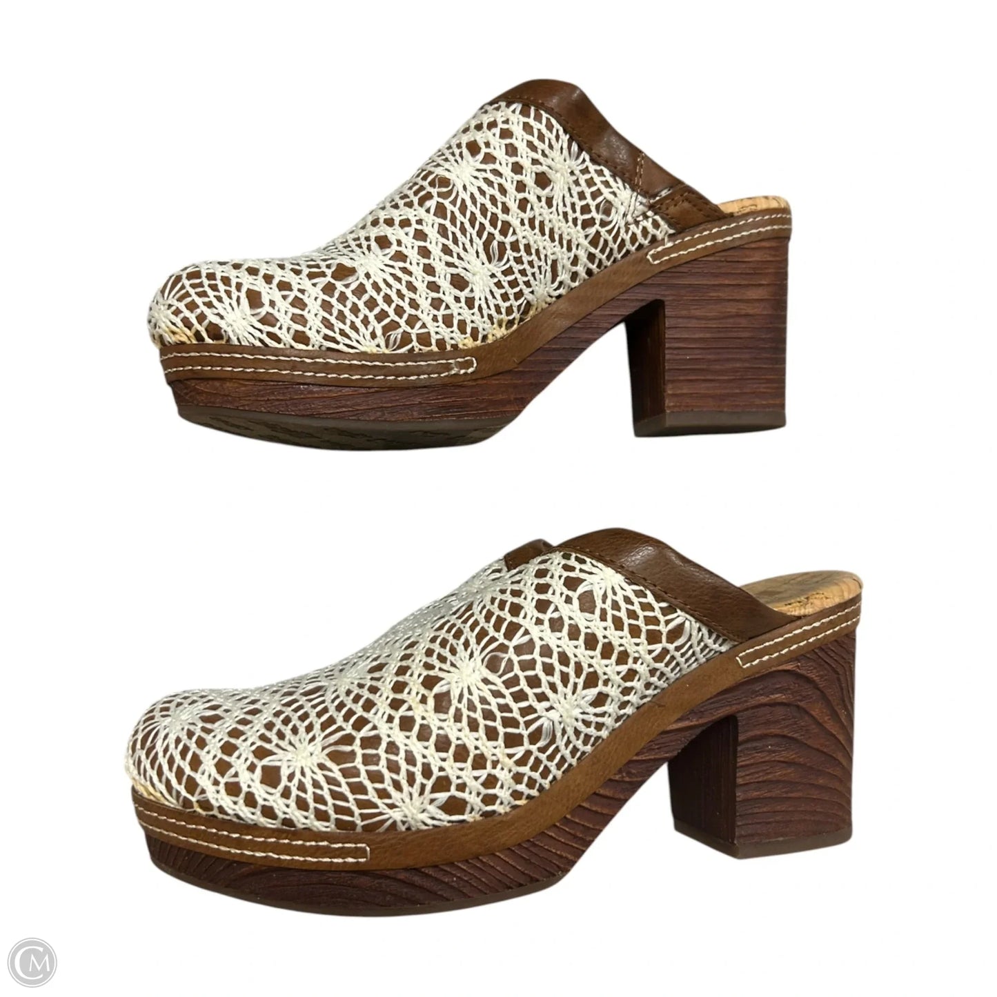 Shoes Heels Block By Korks In Brown & Cream, Size: 7