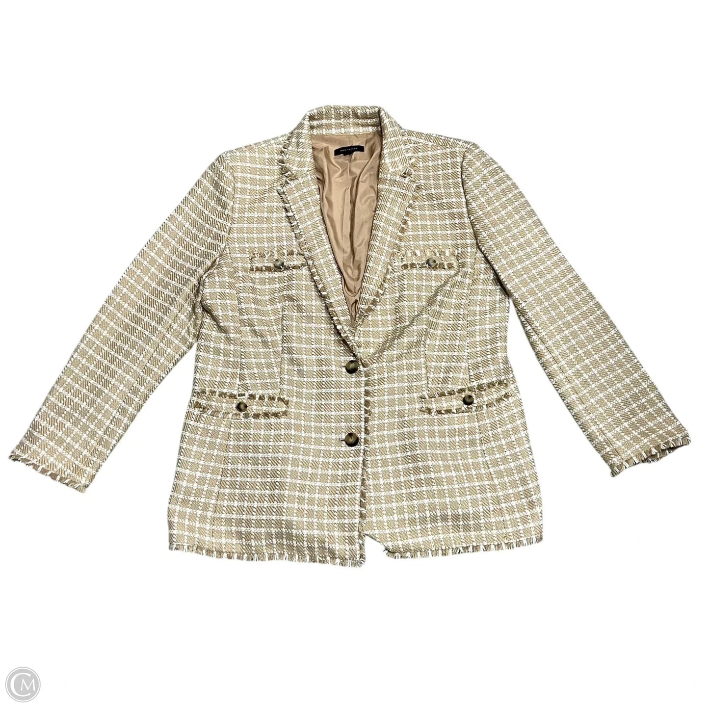 Blazer By Ann Taylor In Tan & White, Size: Xl
