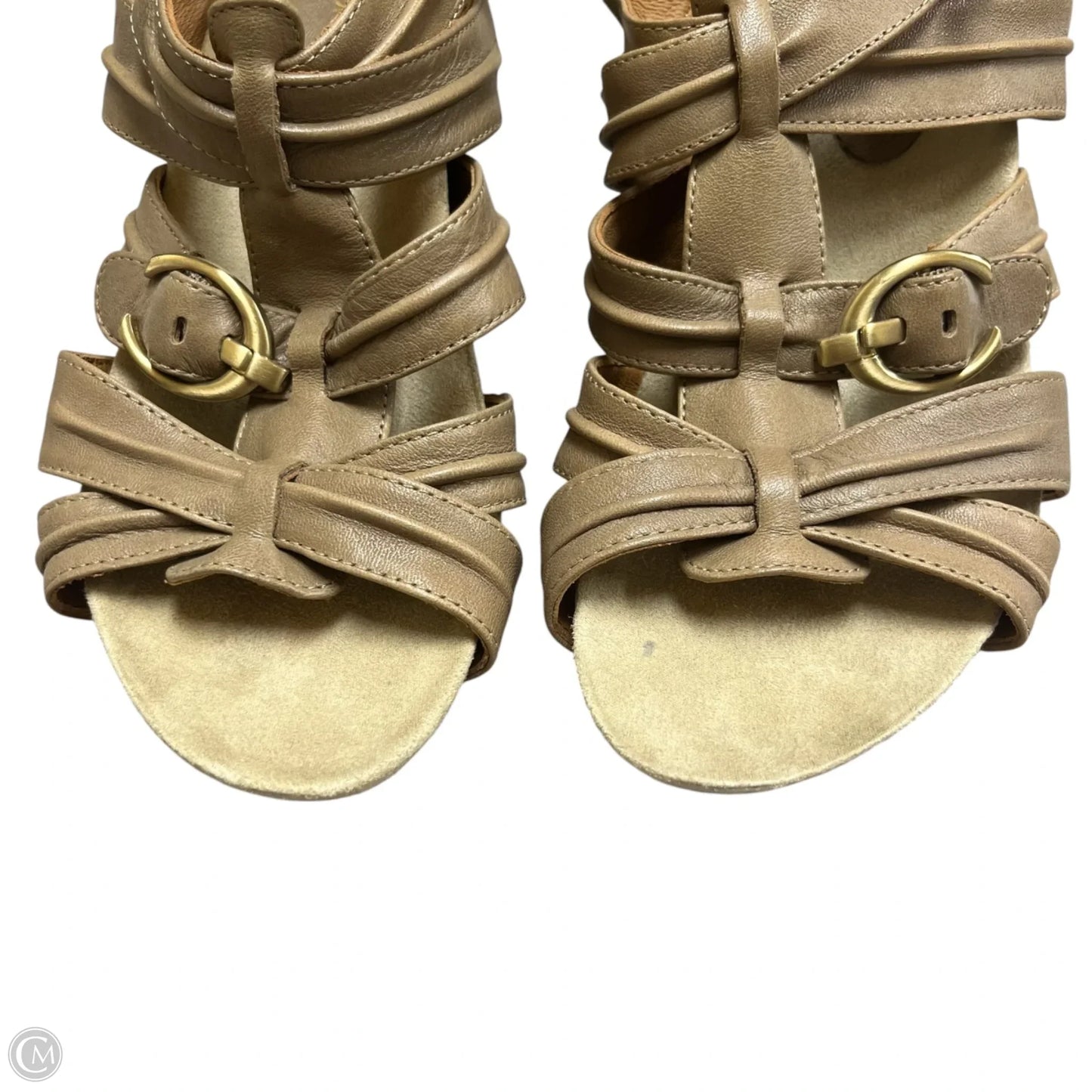 Sandals Heels Wedge By Earthies In Taupe, Size: 8.5