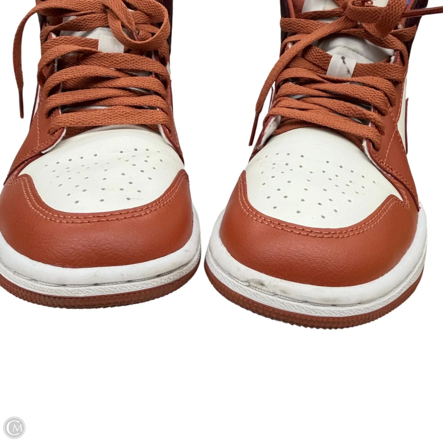 Shoes Luxury Designer By Jordan In Orange & White, Size: 6.5