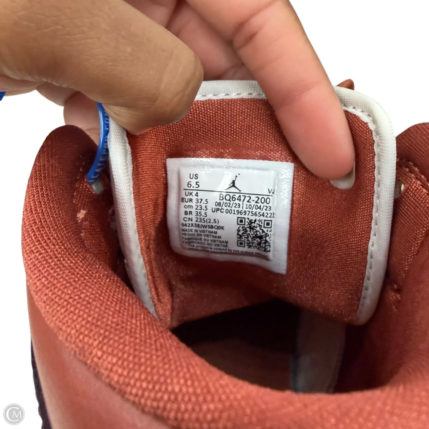 Shoes Luxury Designer By Jordan In Orange & White, Size: 6.5