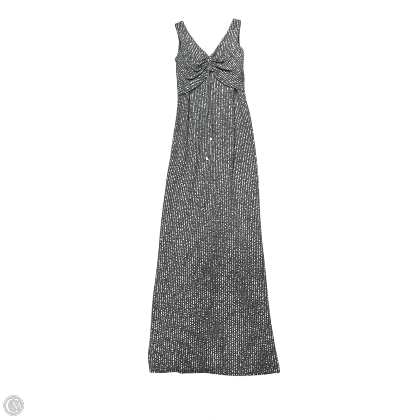 Dress Casual Maxi By Scott Mcclintok In Grey & Silver, Size: M
