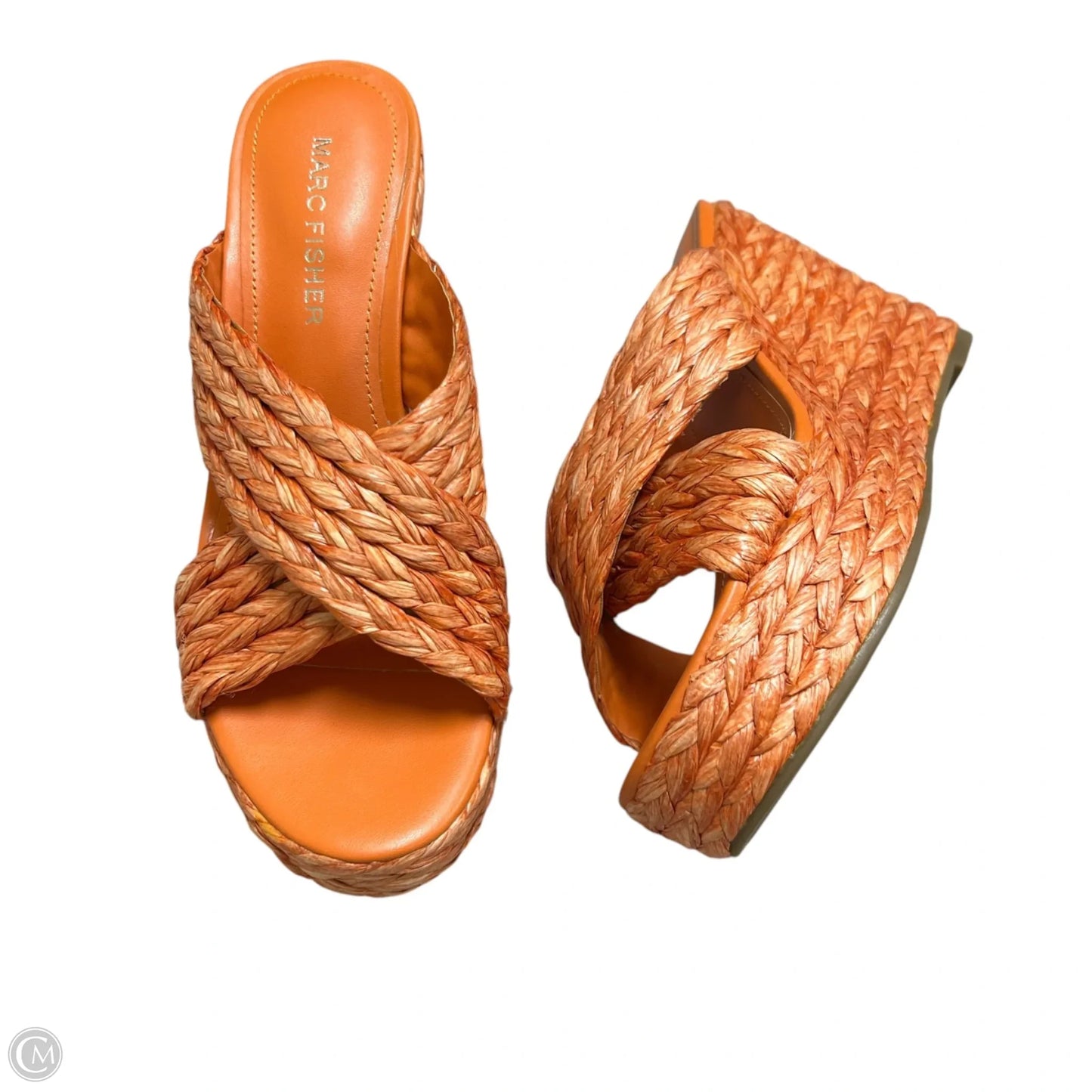 Sandals Heels Wedge By Marc Fisher In Orange, Size: 6.5