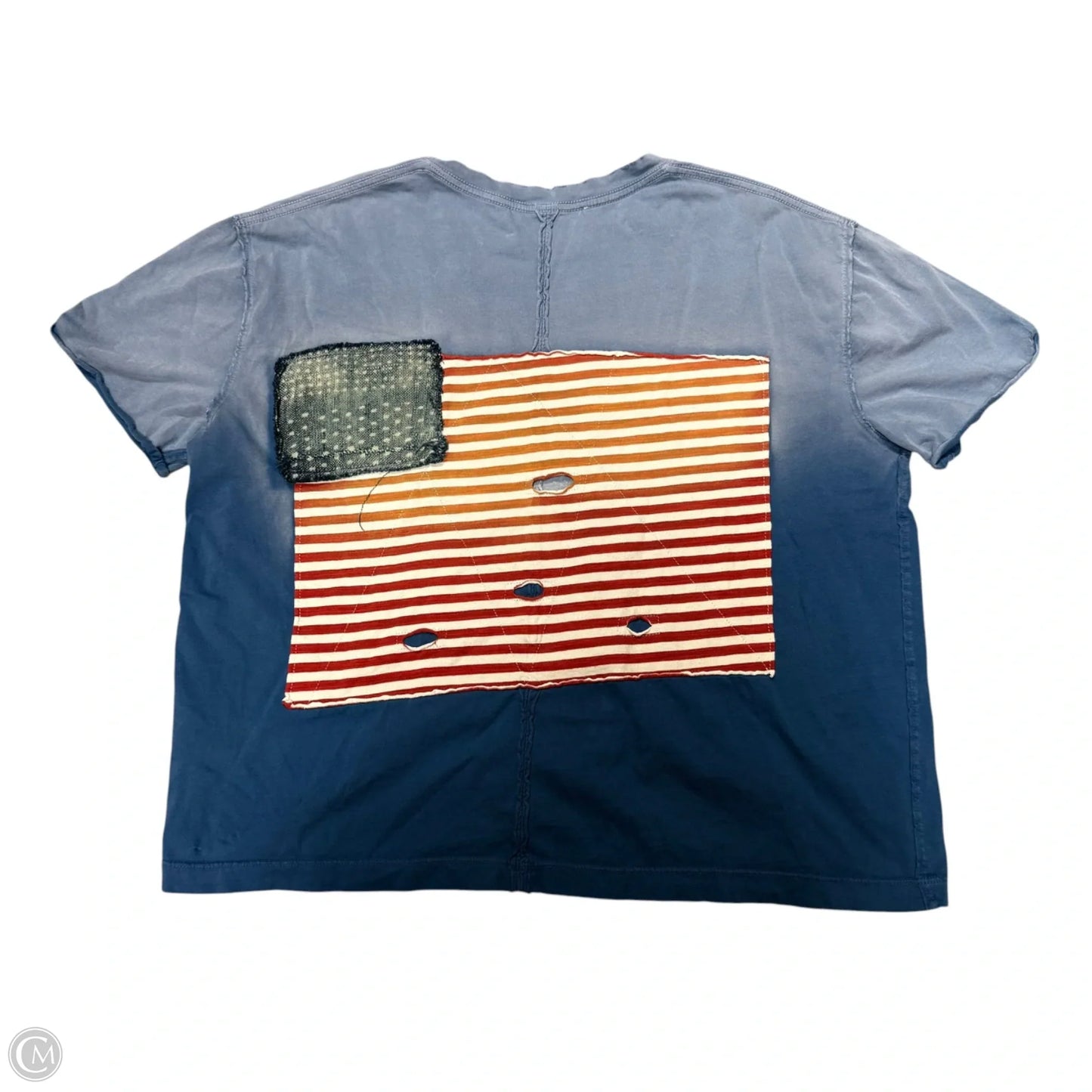 Top Short Sleeve Basic In Blue & Red & White, Size: Xs