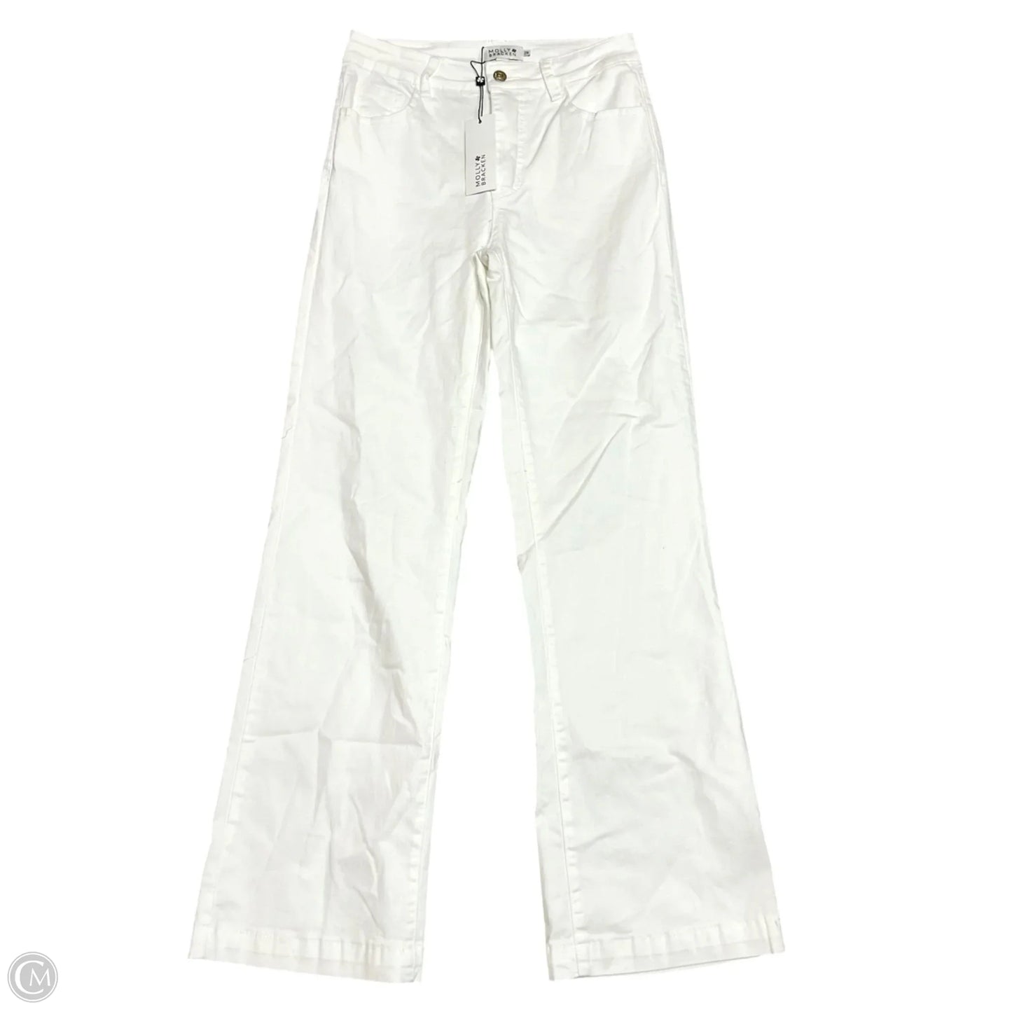 Jeans Straight By Molly Bracken In White Denim, Size: 12