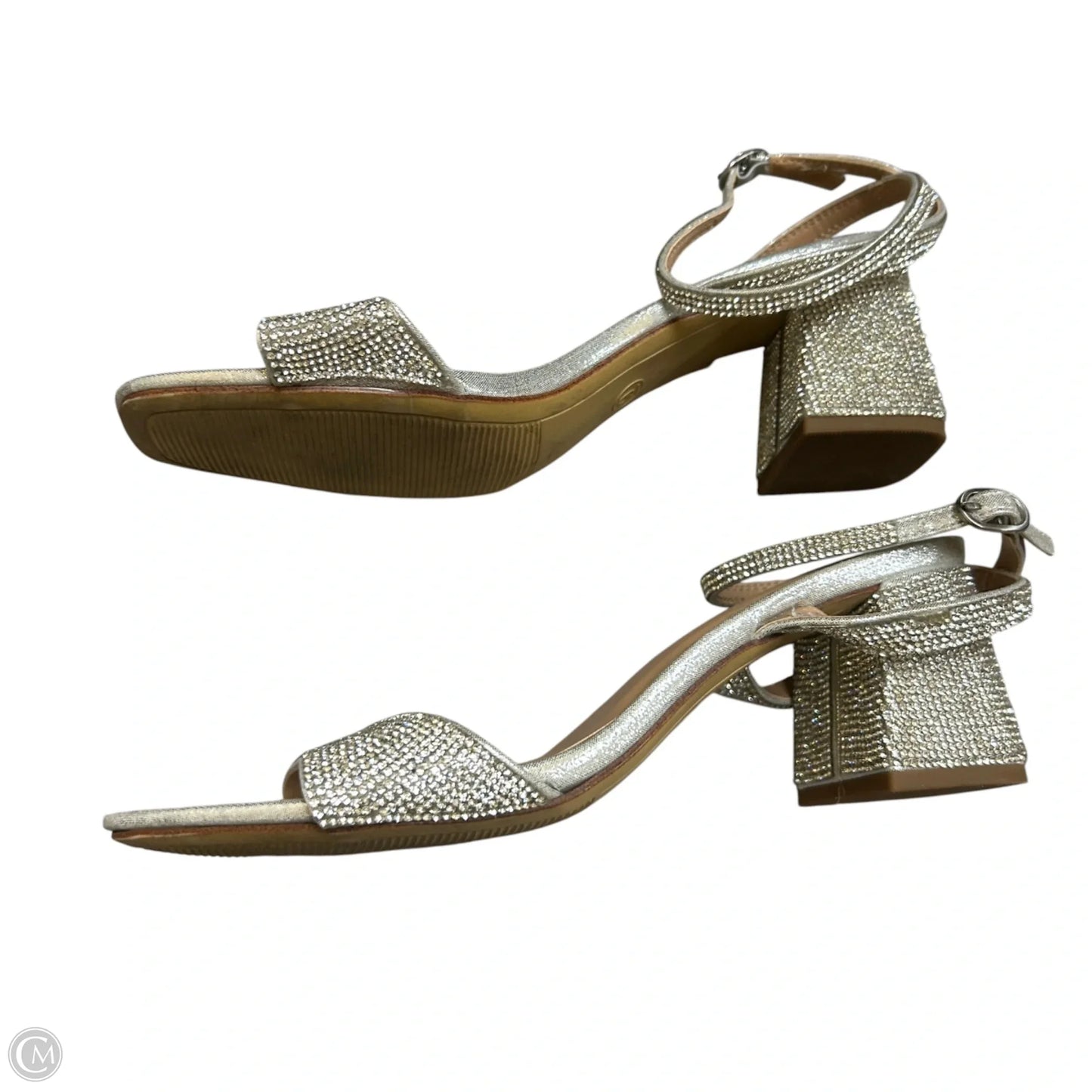 Sandals Heels Kitten By A New Day In Silver, Size: 9
