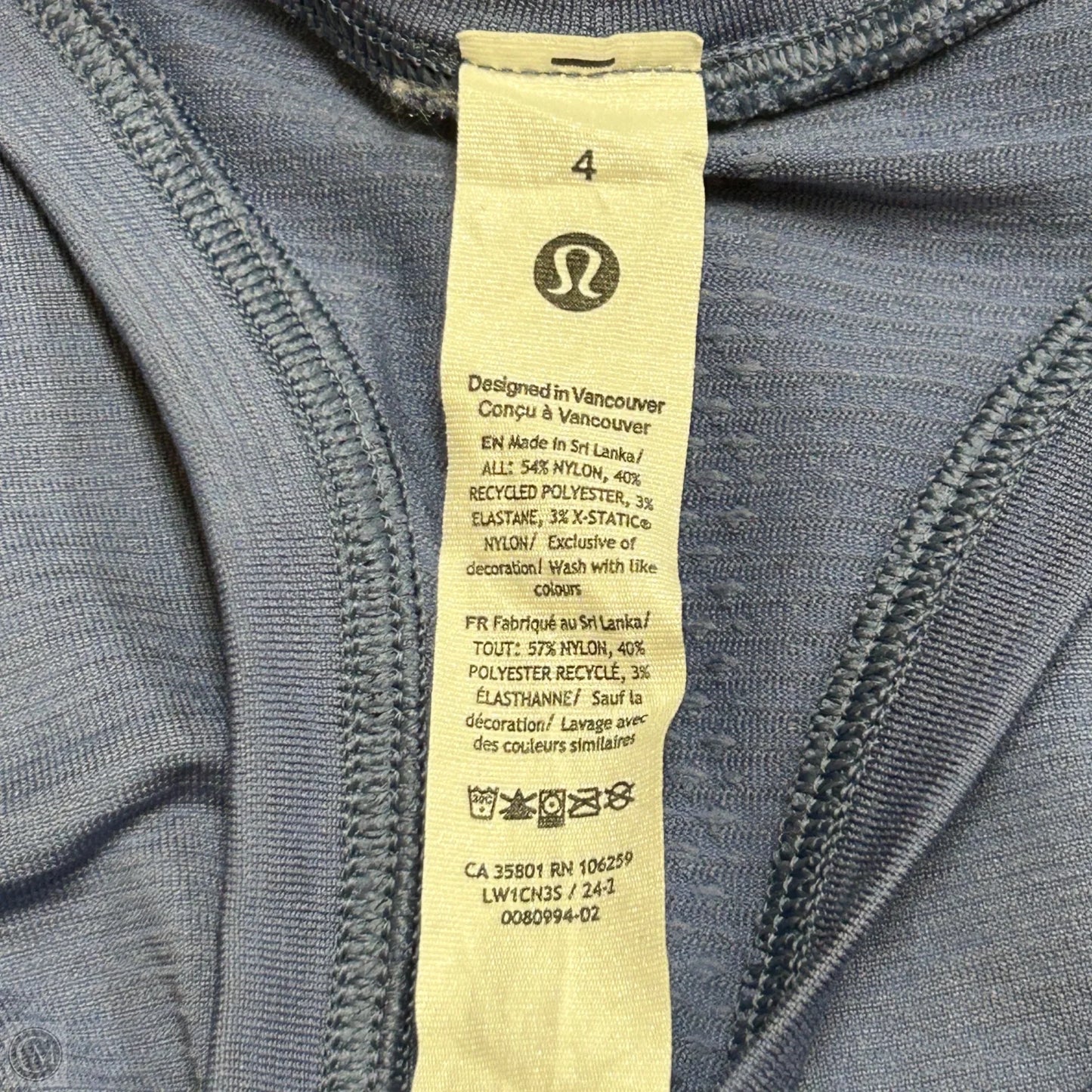 Athletic Tank Top By Lululemon In Blue, Size: 4