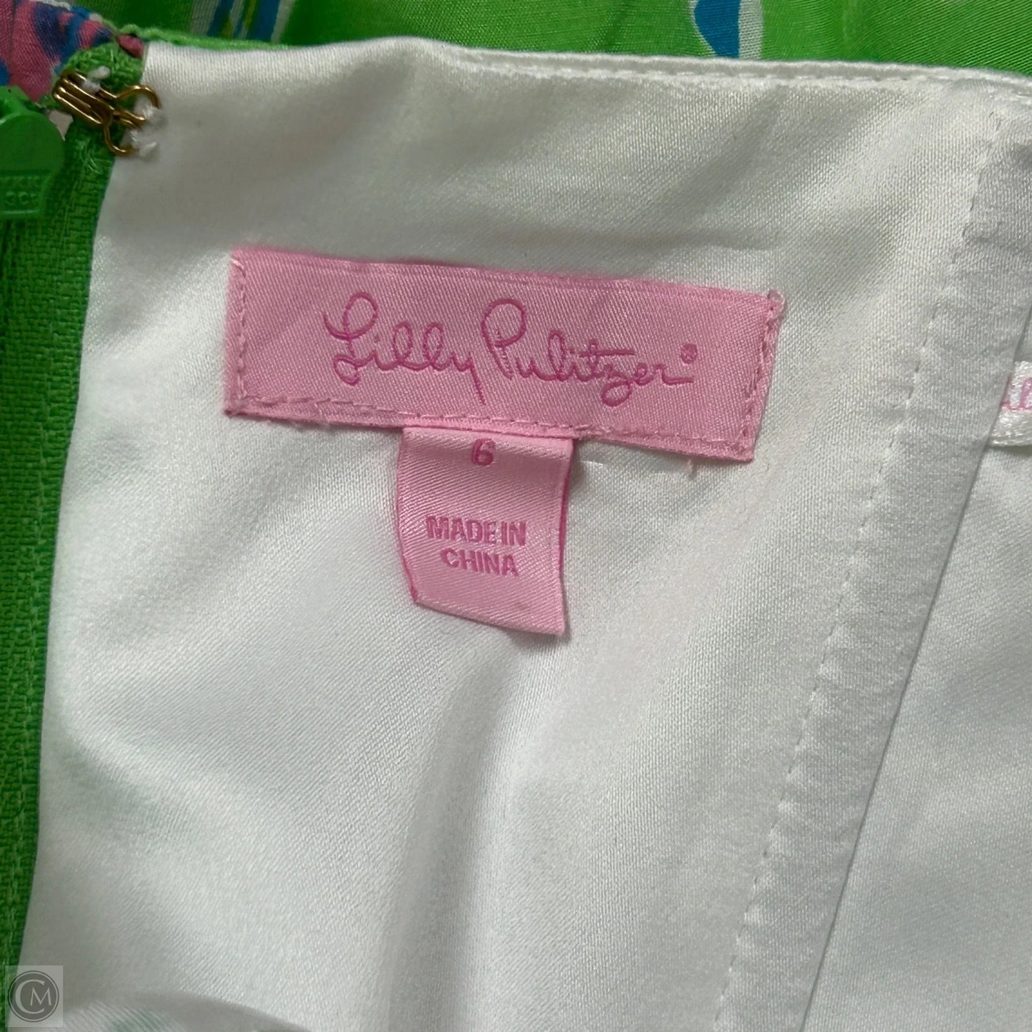 Dress Designer By Lilly Pulitzer In Green & Pink, Size: 6