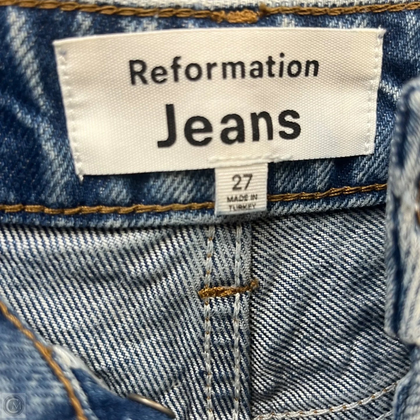 Jeans Straight By Reformation In Blue Denim, Size: 4