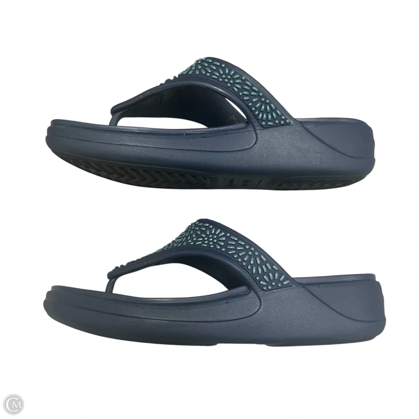 Sandals Flip Flops By Crocs In Navy, Size: 8