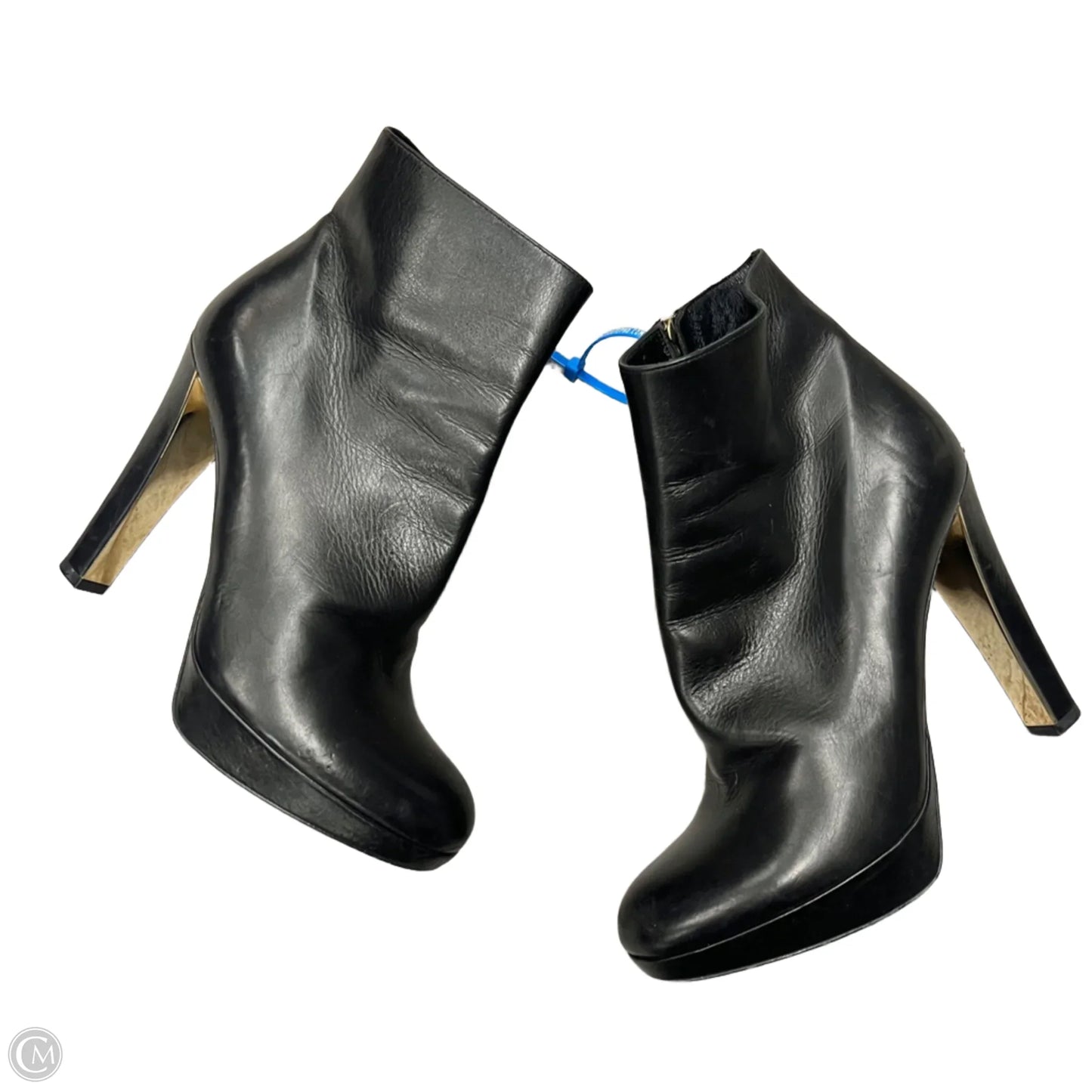 Boots Luxury Designer By Dior In Black & Gold, Size: 5.5